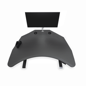 Carbon Fiber gaming desk shown with 1 monitor arm 32 inch screen