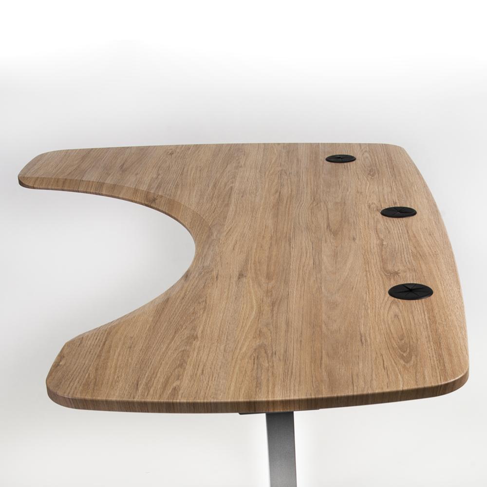 American Oak Corner L Shape Standing Desk - Electric Adjustable