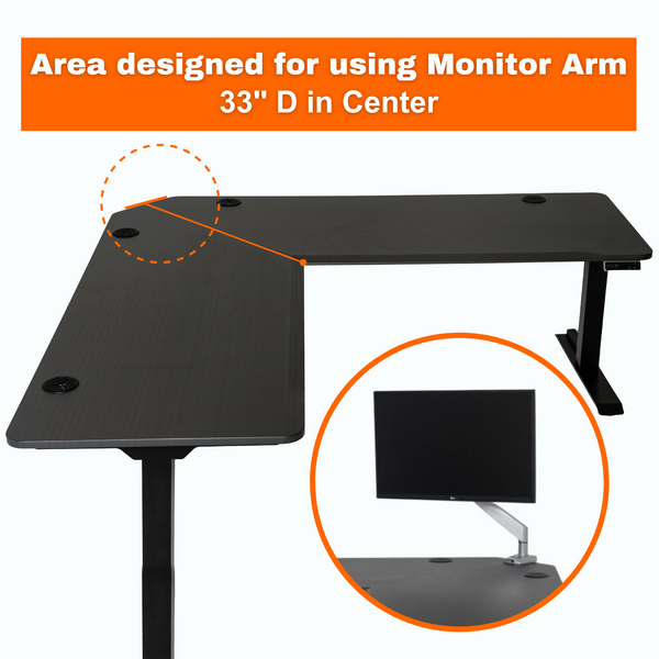 MojoDesk 3 Leg height adjustable desk with unique monitor arm design
