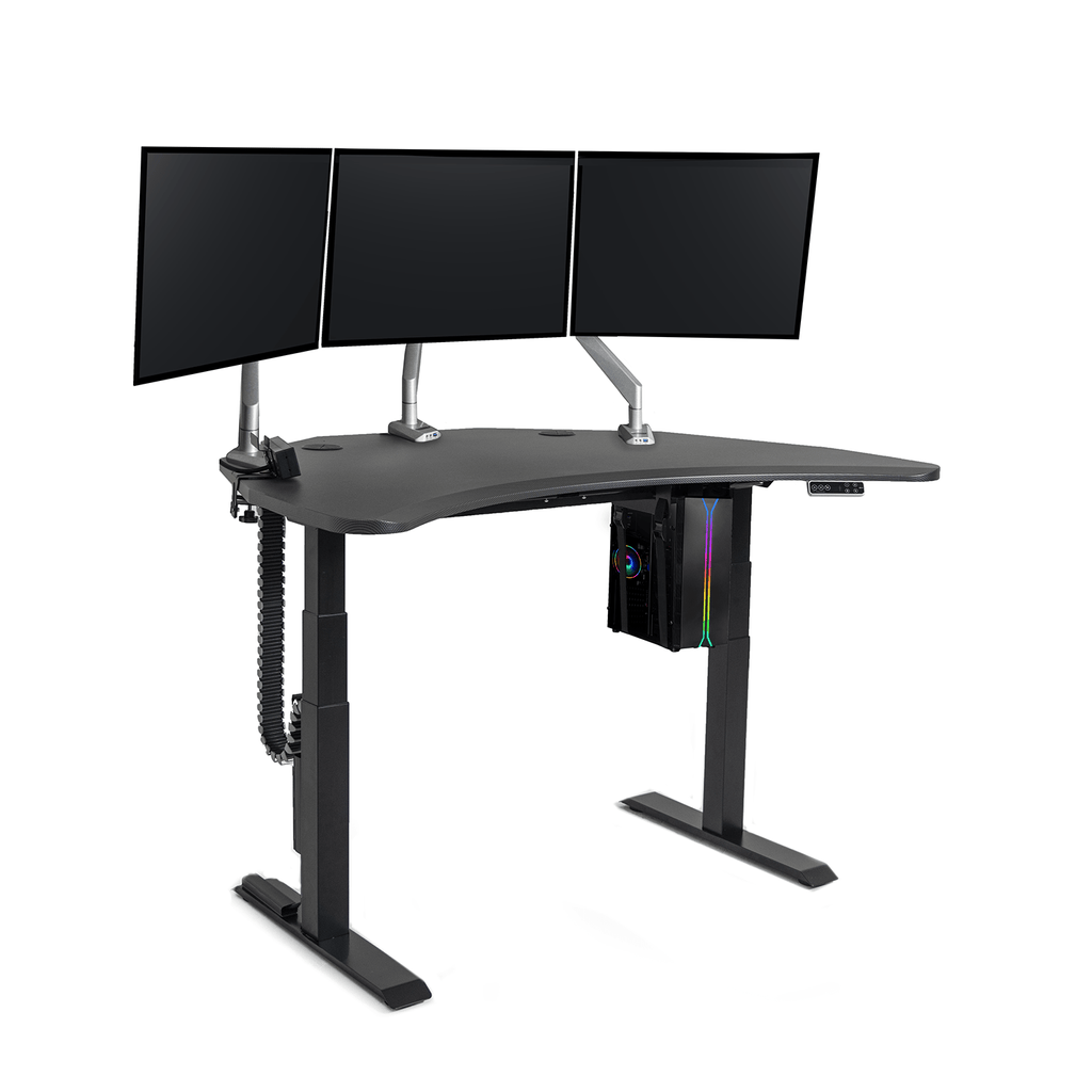 Side view of MojoDesk PC Gaming Desk 3 Monitor Arms 