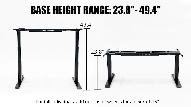 Height adjustable frame measurements from MojoDesk